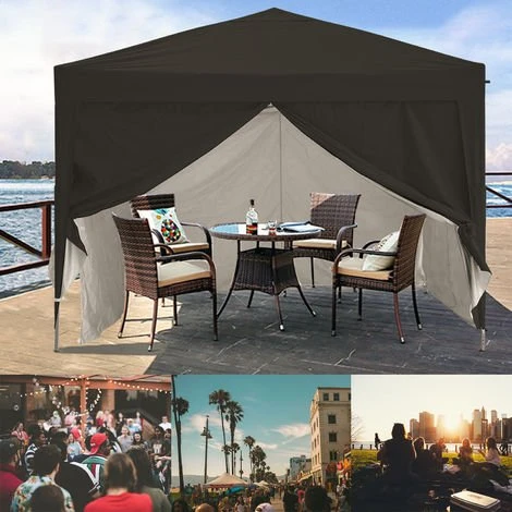 GREADEN Tente Pliante + Pack Côtés 3x3m ECO Tube 30mm En ALU & ACIER Bâche 220g/m² ENDUIT PVC 100% ÉTANCHE Tente Pliante + Sac De Transport - Noir 4 GREADEN Tente Pliante + Pack Côtés 3x3m ECO Tube 30mm En ALU & ACIER Bâche 220g/m² ENDUIT PVC 100% ÉTANCHE Tente Pliante + Sac De Transport - Noir – Image 2