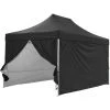 GREADEN Tente Pliante + 4 Murs Côtés 3x4,5m PREMIUM LIGHT Tube 32mm En Acier Bâche 220g/m² ENDUIT PVC 100% ÉTANCHE Barnum Pliante + Sac De Transport - Noir