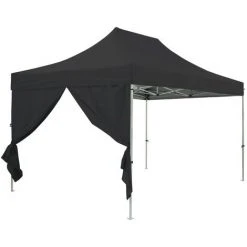 GREADEN Tente Pliante + 4 Murs Côtés 3x4,5m PREMIUM LIGHT Tube 32mm En Acier Bâche 220g/m² ENDUIT PVC 100% ÉTANCHE Barnum Pliante + Sac De Transport - Noir -Pergola Soldes 5878456 5