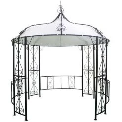 VENTE-UNIQUE.COM Kiosque De Jardin TILCARA En Métal Façon Fer Forgé D300 X H290cm - Noir - Noir -Pergola Soldes 58883444 2