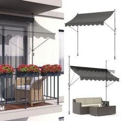 VITALISPA Marquise De Balcon 250x120cm Anthracite Enroulable 8 VITALISPA Marquise De Balcon 250x120cm Anthracite Enroulable -Pergola Soldes 59119762 2