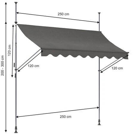 VITALISPA Marquise De Balcon 250x120cm Anthracite Enroulable 5 VITALISPA Marquise De Balcon 250x120cm Anthracite Enroulable – Image 3