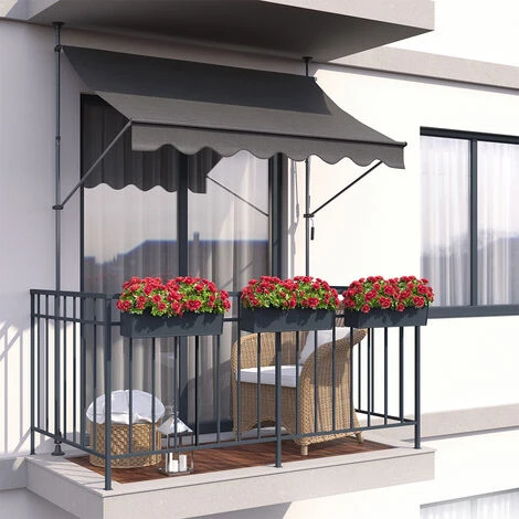 VITALISPA Marquise De Balcon 250x120cm Anthracite Enroulable 6 VITALISPA Marquise De Balcon 250x120cm Anthracite Enroulable – Image 4