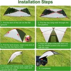 JOORRT Auvent De Voiture 2.4X1.9m Tente Auvent Camping Car Tente Toit Voiture étanche Et Résistante Aux UV Tente De Camping Durable Auvent Fourgon -Pergola Soldes 59171076 5
