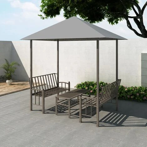 INLIFE Chapiteau De Jardin Avec Table Et Bancs 2,5x1,5x2,4m Anthracite - Anthracite 3 INLIFE Chapiteau De Jardin Avec Table Et Bancs 2,5x1,5x2,4m Anthracite - Anthracite
