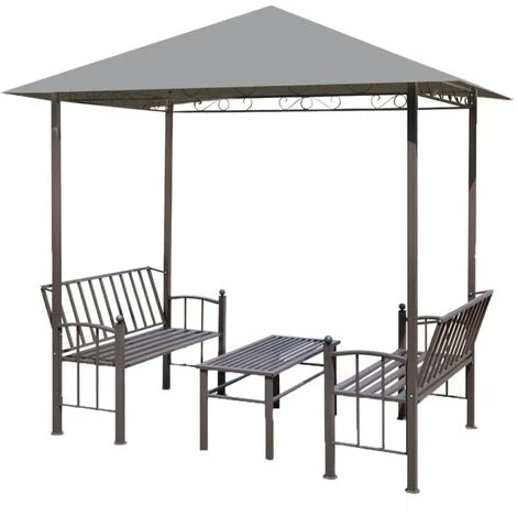 INLIFE Chapiteau De Jardin Avec Table Et Bancs 2,5x1,5x2,4m Anthracite - Anthracite 4 INLIFE Chapiteau De Jardin Avec Table Et Bancs 2,5x1,5x2,4m Anthracite - Anthracite – Image 2