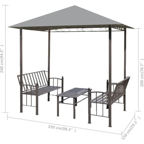 INLIFE Chapiteau De Jardin Avec Table Et Bancs 2,5x1,5x2,4m Anthracite - Anthracite 7 INLIFE Chapiteau De Jardin Avec Table Et Bancs 2,5x1,5x2,4m Anthracite - Anthracite – Image 5