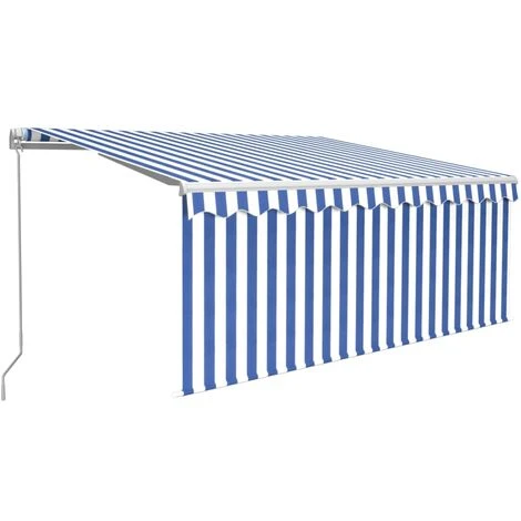 INLIFE Auvent Manuel Rétractable Et Store Et LED 3x2,5 M Bleu Et Blanc - Bleu 4 INLIFE Auvent Manuel Rétractable Et Store Et LED 3x2,5 M Bleu Et Blanc - Bleu – Image 2