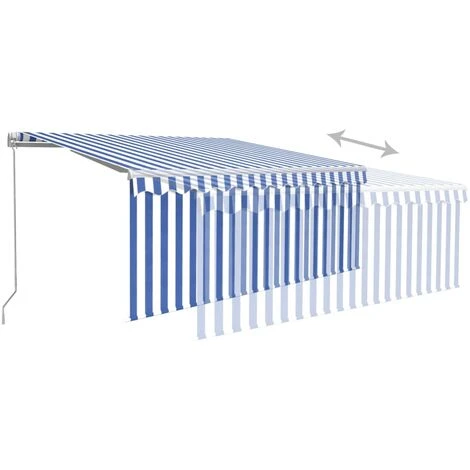 INLIFE Auvent Manuel Rétractable Et Store Et LED 3x2,5 M Bleu Et Blanc - Bleu 7 INLIFE Auvent Manuel Rétractable Et Store Et LED 3x2,5 M Bleu Et Blanc - Bleu – Image 5