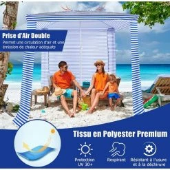 GOPLUS Tente De Plage 2x2m Anti-UV, Abris De Plage Pliant Avec 4 Sacs De Sable Et Lucarne, Auvent De Plage Réglable 225- 268cm En Hauteur, Convient Pour Plages, Jardins, Parc (Marin) 9 GOPLUS Tente De Plage 2x2m Anti-UV, Abris De Plage Pliant Avec 4 Sacs De Sable Et Lucarne, Auvent De Plage Réglable 225- 268cm En Hauteur, Convient Pour Plages, Jardins, Parc (Marin) -Pergola Soldes 59175262 3