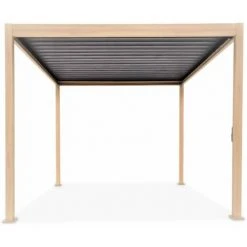 ALICE'S GARDEN Pergola Bioclimatique Coloris Bois – Triomphe – 300x300cm. Aluminium. à Lames Orientables - Bois
