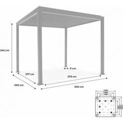 ALICE'S GARDEN Pergola Bioclimatique Coloris Bois – Triomphe – 300x300cm. Aluminium. à Lames Orientables - Bois 9 ALICE'S GARDEN Pergola Bioclimatique Coloris Bois – Triomphe – 300x300cm. Aluminium. à Lames Orientables - Bois -Pergola Soldes 59201017 4