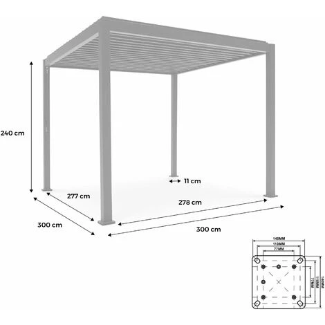 ALICE'S GARDEN Pergola Bioclimatique Coloris Bois – Triomphe – 300x300cm. Aluminium. à Lames Orientables - Bois 6 ALICE'S GARDEN Pergola Bioclimatique Coloris Bois – Triomphe – 300x300cm. Aluminium. à Lames Orientables - Bois – Image 4