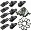 OUSUDELA Lot De 30 Pinces De Fixation Pour Tente, Tente, Auvent, Bannières, Bateau, Jardinage - Noir