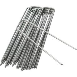 OUSUDELA Lot De 50 Piquet Jardin De Fixation En Acier Galvanisé 100 Mm/4"- Ancrage Au Sol Toile Paillage Agrafes Pour Bache Mauvaise Herbe