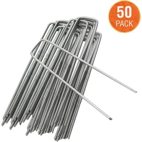 OUSUDELA Lot De 50 Piquet Jardin De Fixation En Acier Galvanisé 100 Mm/4"- Ancrage Au Sol Toile Paillage Agrafes Pour Bache Mauvaise Herbe 4 OUSUDELA Lot De 50 Piquet Jardin De Fixation En Acier Galvanisé 100 Mm/4"- Ancrage Au Sol Toile Paillage Agrafes Pour Bache Mauvaise Herbe – Image 2