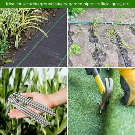 OUSUDELA Lot De 50 Piquet Jardin De Fixation En Acier Galvanisé 100 Mm/4"- Ancrage Au Sol Toile Paillage Agrafes Pour Bache Mauvaise Herbe 6 OUSUDELA Lot De 50 Piquet Jardin De Fixation En Acier Galvanisé 100 Mm/4"- Ancrage Au Sol Toile Paillage Agrafes Pour Bache Mauvaise Herbe – Image 4