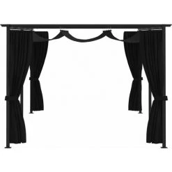 Topdeal Tonnelle Avec Rideaux 3x6 M Anthracite Acier FF48055_FR -Pergola Soldes 59289228 3