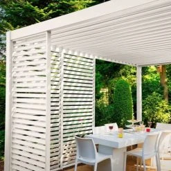 Chalet & Jardin Panneau Brise-vue Latéral à Ventelles 1 M Pour Pergola Bioclimatique OMBREA - Blanc -Pergola Soldes 59380640 3