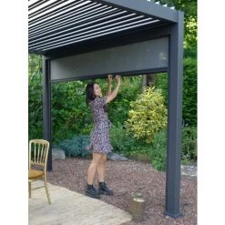 Chalet & Jardin Pergola Bioclimatique Ombréa® 3 X 3 M + Store 3 M - Anthracite -Pergola Soldes 59382827 3