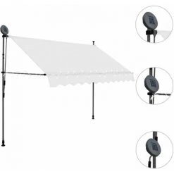 Topdeal Auvent Manuel Rétractable Avec LED 300 Cm Crème FF145873_FR 9 Topdeal Auvent Manuel Rétractable Avec LED 300 Cm Crème FF145873_FR -Pergola Soldes 59652933 3