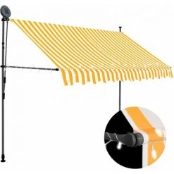 Topdeal Auvent Manuel Rétractable Avec LED 300 Cm Blanc Et Orange FF145859_FR