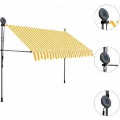 Topdeal Auvent Manuel Rétractable Avec LED 300 Cm Blanc Et Orange FF145859_FR -Pergola Soldes 59653094 3