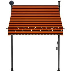 Topdeal Auvent Manuel Rétractable Avec LED 150 Cm Orange Et Marron FF145877_FR -Pergola Soldes 59653104 4