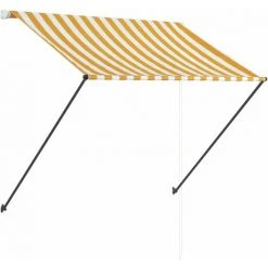 Topdeal Auvent Rétractable Avec LED 200x150 Cm Jaune Et Blanc FF145909_FR -Pergola Soldes 59653323 5
