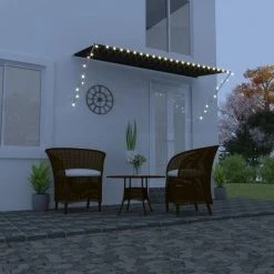 Topdeal Auvent Rétractable Avec LED 350x150 Cm Anthracite FF145919_FR