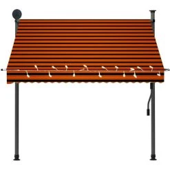 Topdeal Auvent Manuel Rétractable Avec LED 200 Cm Orange Et Marron FF145878_FR -Pergola Soldes 59653626 4