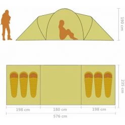 JN.SONGS Tente De Camping 6 Personnes Familiale Pour Trekking Extérieur 576 X 235 X 190 Cm - Bleu Jaune -Pergola Soldes 59665221 5