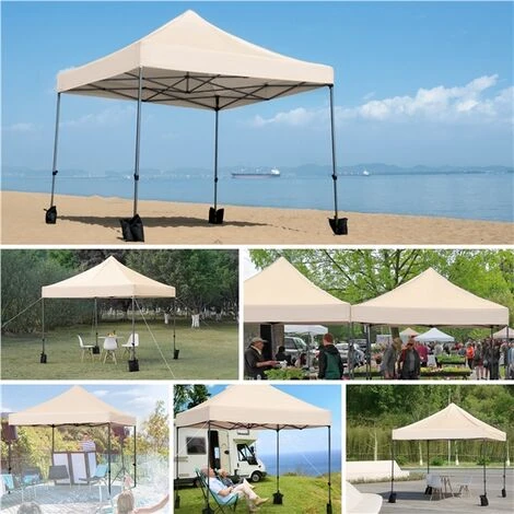 Yaheetech Tonnelle 3x3m Pliante Imperméable Anti-UV Tente Pavillon Pop-up Portable Gazebo Avec Sac De Transport à Roulette Et Sac De Sable Beige 4 Yaheetech Tonnelle 3x3m Pliante Imperméable Anti-UV Tente Pavillon Pop-up Portable Gazebo Avec Sac De Transport à Roulette Et Sac De Sable Beige – Image 2