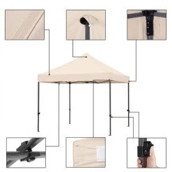 Yaheetech Tonnelle 3x3m Pliante Imperméable Anti-UV Tente Pavillon Pop-up Portable Gazebo Avec Sac De Transport à Roulette Et Sac De Sable Beige 10 Yaheetech Tonnelle 3x3m Pliante Imperméable Anti-UV Tente Pavillon Pop-up Portable Gazebo Avec Sac De Transport à Roulette Et Sac De Sable Beige -Pergola Soldes 59669427 4