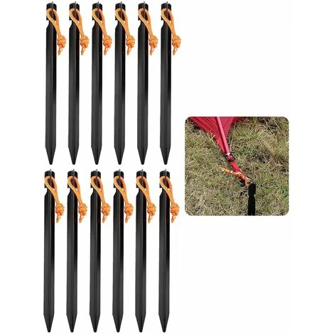 GALOZZOIT Piquets De Tente 12 Pièces, Piquets En Métal De 18 Cm, Piquets De Terre Pour Tentes, Piquets De Tente En Aluminium Pour Sols Durs, Piquets De Tente Noirs, Piquets De Sable Pour Le Camping 3 GALOZZOIT Piquets De Tente 12 Pièces, Piquets En Métal De 18 Cm, Piquets De Terre Pour Tentes, Piquets De Tente En Aluminium Pour Sols Durs, Piquets De Tente Noirs, Piquets De Sable Pour Le Camping