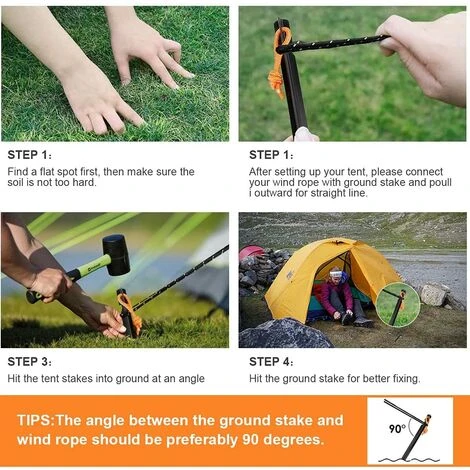 GALOZZOIT Piquets De Tente 12 Pièces, Piquets En Métal De 18 Cm, Piquets De Terre Pour Tentes, Piquets De Tente En Aluminium Pour Sols Durs, Piquets De Tente Noirs, Piquets De Sable Pour Le Camping 6 GALOZZOIT Piquets De Tente 12 Pièces, Piquets En Métal De 18 Cm, Piquets De Terre Pour Tentes, Piquets De Tente En Aluminium Pour Sols Durs, Piquets De Tente Noirs, Piquets De Sable Pour Le Camping – Image 4