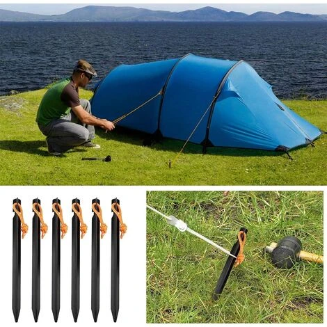 GALOZZOIT Piquets De Tente 12 Pièces, Piquets En Métal De 18 Cm, Piquets De Terre Pour Tentes, Piquets De Tente En Aluminium Pour Sols Durs, Piquets De Tente Noirs, Piquets De Sable Pour Le Camping 7 GALOZZOIT Piquets De Tente 12 Pièces, Piquets En Métal De 18 Cm, Piquets De Terre Pour Tentes, Piquets De Tente En Aluminium Pour Sols Durs, Piquets De Tente Noirs, Piquets De Sable Pour Le Camping – Image 5