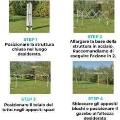 Baroni Home Douche Solaire Pour Jardins 3x3 M Avec 4 Murs Latéraux Avec Fenêtres. Rideau Extérieur Pour Les événements. Parties Et Utilisation Commerciale. Étanche. Pliant. Vert -Pergola Soldes 59895970 5