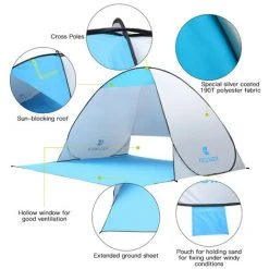 TANCYCO 70.9x59x43.3 Pouces Automatique Instantané Pop-up Tente De Plage Anti UV Abri Solaire Cabana Pour Camping Pêche Randonnée Pique-nique,Bleu Foncé, -Pergola Soldes 59953155 4