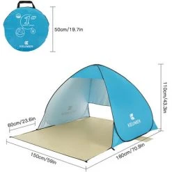 TANCYCO 70.9x59x43.3 Pouces Automatique Instantané Pop-up Tente De Plage Anti UV Abri Solaire Cabana Pour Camping Pêche Randonnée Pique-nique,Bleu Foncé, -Pergola Soldes 59953155 5