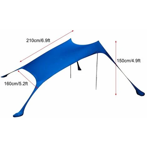 TANCYCO Abri De Soleil Pour Tente De Plage Avec Sacs De Sable Pour Camping, Pêche, Randonnée, Parc De Plage,Bleu 7 TANCYCO Abri De Soleil Pour Tente De Plage Avec Sacs De Sable Pour Camping, Pêche, Randonnée, Parc De Plage,Bleu – Image 5