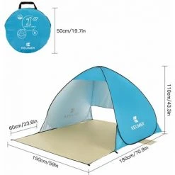 TANCYCO 70.9x59x43.3 Pouces Automatique Instantané Pop-up Tente De Plage Anti UV Abri Solaire Cabana Pour Camping Pêche Randonnée Pique-nique,Vert, -Pergola Soldes 59953484 3