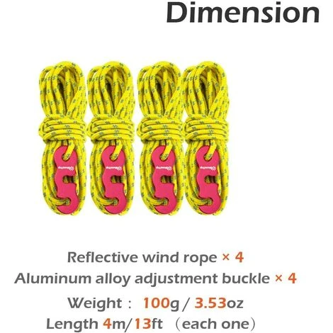 BARES Corde De Tente Réfléchissante Corde En Nylon Solide Avec Ajusteur En Aluminium Corde Tente 3mm Accessoires Camping Tente Indéchirable Pour Camping Randonnée Bâche 4 Pièces 4M 4 BARES Corde De Tente Réfléchissante Corde En Nylon Solide Avec Ajusteur En Aluminium Corde Tente 3mm Accessoires Camping Tente Indéchirable Pour Camping Randonnée Bâche 4 Pièces 4M – Image 2