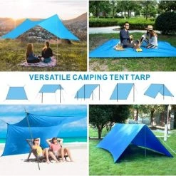 FR-LIFE BR-Vie Bâche De Tente De Camping, Bâche Imperméable De Mouche De Pluie Pour Le Camping Empreinte D'abri De Protection UV Extérieure Pour Le Camping En Plein Air Sac à Dos Randonnée Hamac (Bleu) -Pergola Soldes 59963095 3