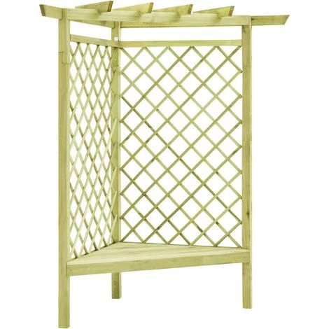 NOVA Pergola D'angle Et Siège 130x130x197 Cm En Pin Imprégné 3 NOVA Pergola D'angle Et Siège 130x130x197 Cm En Pin Imprégné