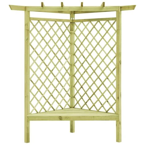 NOVA Pergola D'angle Et Siège 130x130x197 Cm En Pin Imprégné 4 NOVA Pergola D'angle Et Siège 130x130x197 Cm En Pin Imprégné – Image 2