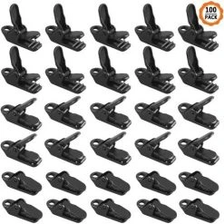 DENUOTOP Arceaux De Tente 100 Pcs Clip Tente Clip Bâche, Pince Pour Bâche De Clip Tente Plastique, Clips De Bâche Noir À Pinces Pour Tentes De Camping, Activités De Plein Air, 3.2 * 1 * 1.3 Cm