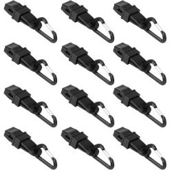 FLYME 2 Set De Pince à Bâche Avec Mousqueton D Noir Pour Fixer Bache Tente Toile Prélart à Piscine Montagne Clip Attache Convient Au Camping Pique-Nique Accassoires De Tente Extérieur