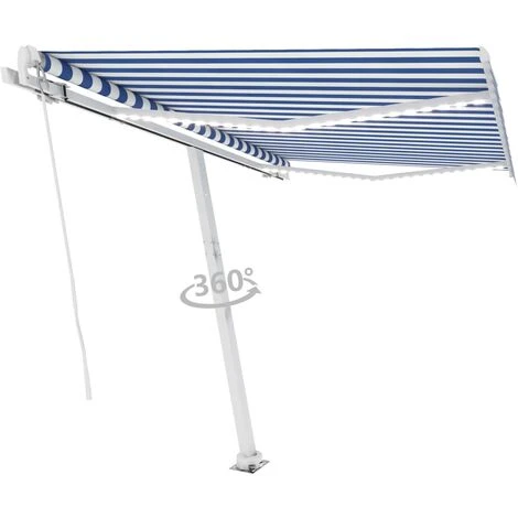 Topdeal Auvent Manuel Rétractable Avec LED 300x250 Cm Bleu Et Blanc FF3069501_FR 3 Topdeal Auvent Manuel Rétractable Avec LED 300x250 Cm Bleu Et Blanc FF3069501_FR