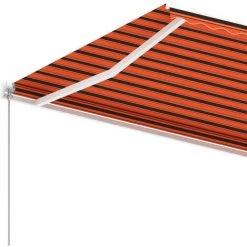 Topdeal Auvent Manuel Rétractable Sur Pied 300x250 Cm Orange Et Marron FF3069500_FR -Pergola Soldes 60046644 5